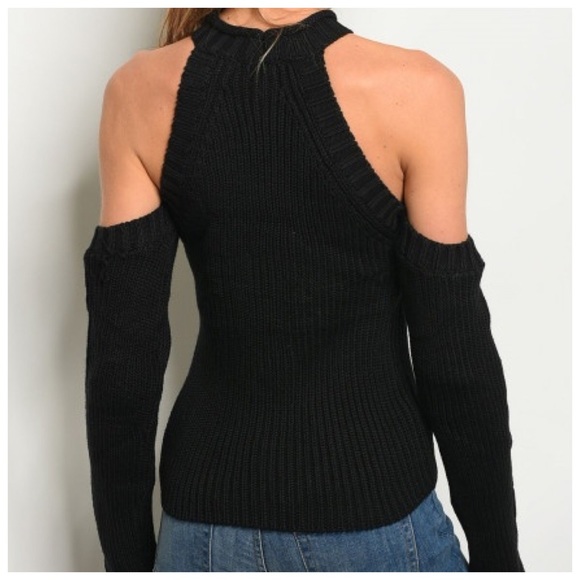 New black cold shoulder sweater - Picture 2 of 2